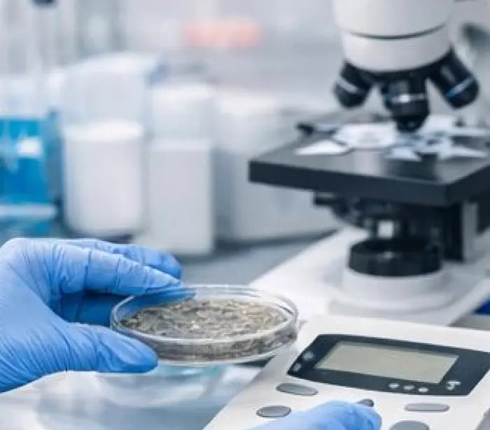 Fish treat sample under laboratory quality control